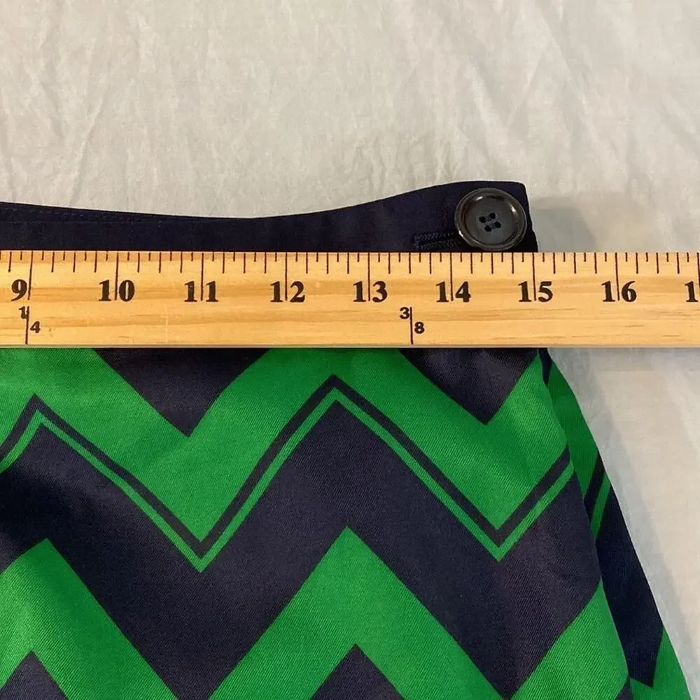 The Limited Green and Navy Chevron Skirt Size Small